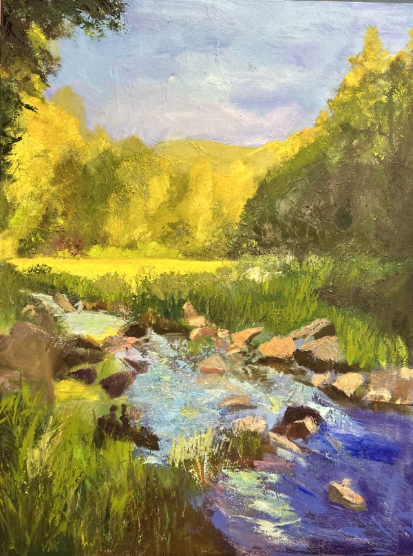 (In progress, title pending - mountain stream) by Julia Chandler Lawing