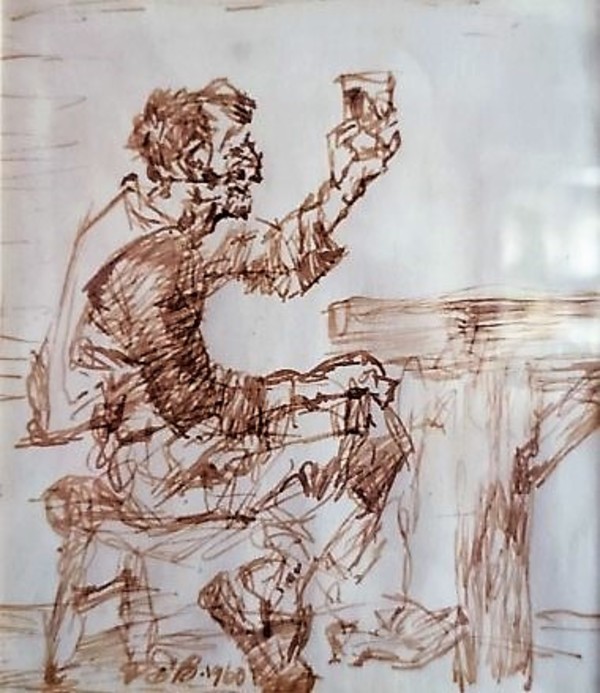 Untitled - Whiskey Drinker by Edmund Blampied