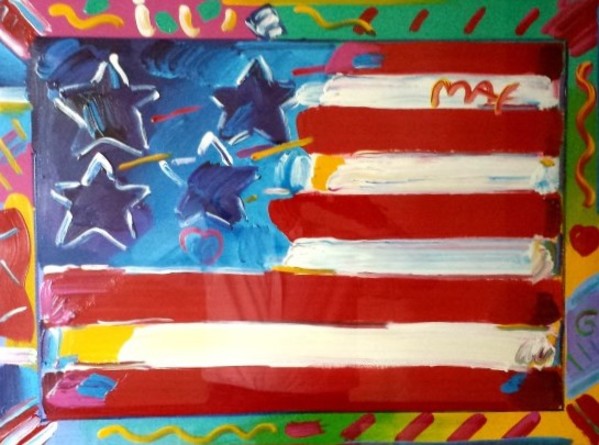 Flag with Heart by Peter  Max