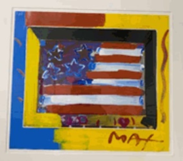 Flag with Heart by Peter  Max