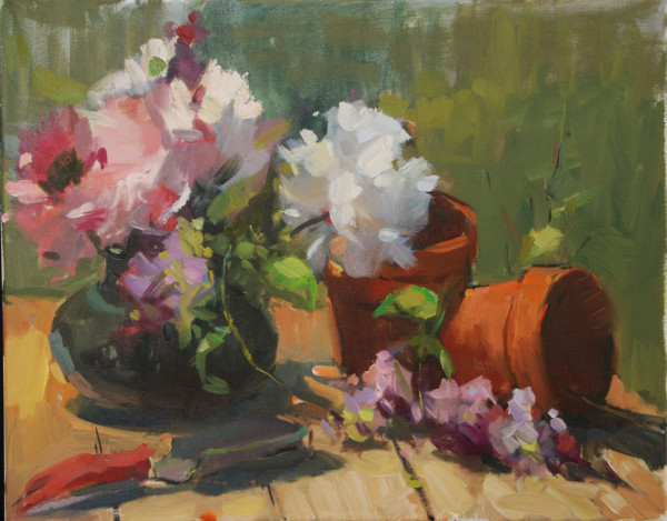 Still Life with Flower Pots by Katie Dobson Cundiff