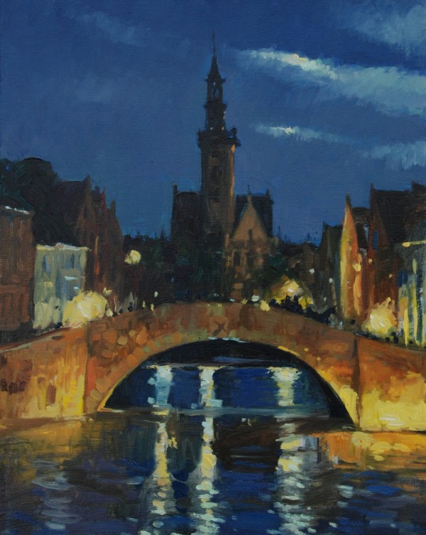 Brugge Night Bridge by Katie Dobson Cundiff