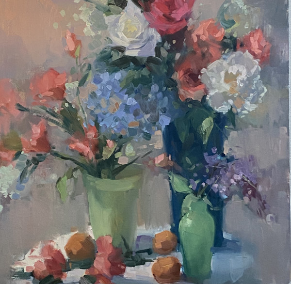 Still Life with Flowers and Fruit by Katie Dobson Cundiff