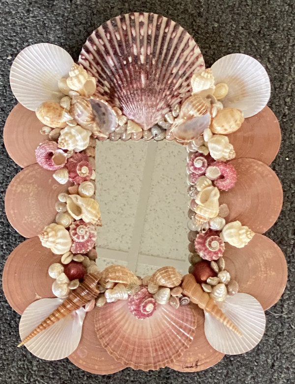 Shell Mirror with Moon Shells & Snails by Katie Dobson Cundiff