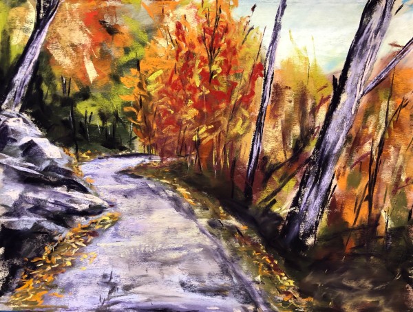 “Pathway To The Falls 1” 12x9 Pastel on sanded paper by G. Matthew Dixon