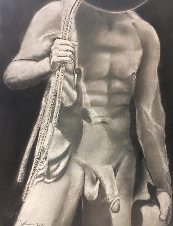 Male Nude Cowboy with a Rope by John Vernon Nelson