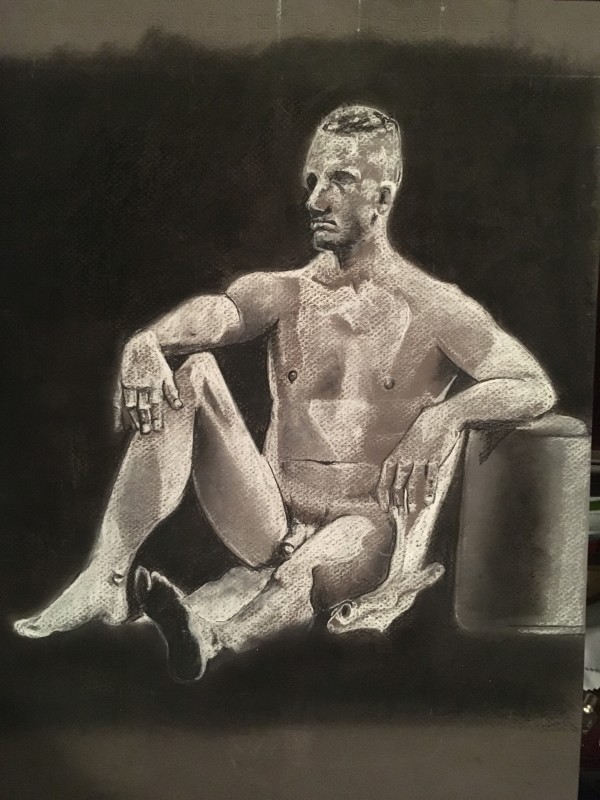 Male Nude with His Arm on his Knee by John Vernon Nelson