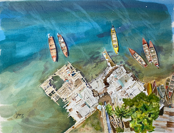 Boat lot gulls view by Sean Henry
