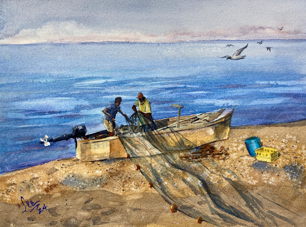 Preparing the net by Sean Henry