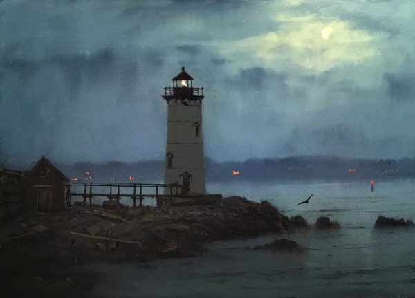 Rainy Evening by Portsmouth Harbor Light, NH by William R Davis