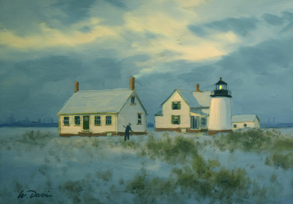 Winter Day at Light House 1   Three Sisters lights, Eastham MA by William R Davis