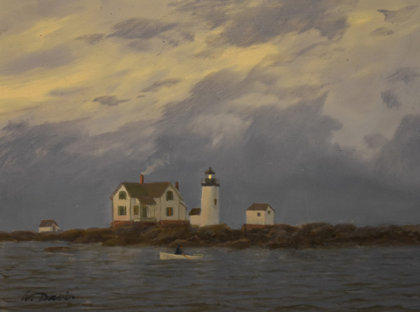 Rowing off Bird Island Light by William R Davis