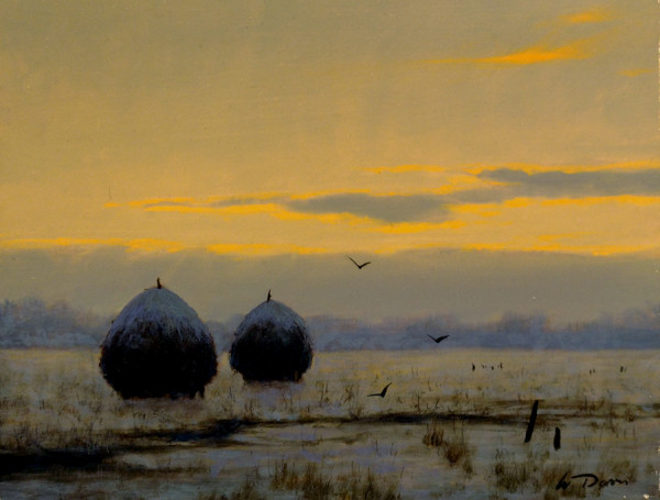 Winter Salt Marsh with Haystacks by William R Davis