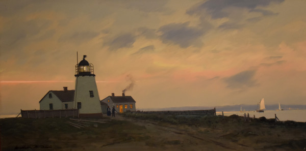 Sunset at Bird Island Light, built 1819 Buzzards Bay, MA by William R Davis