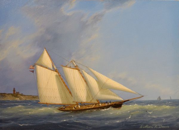 Schooner Yacht off off Gay Head Light by William R Davis
