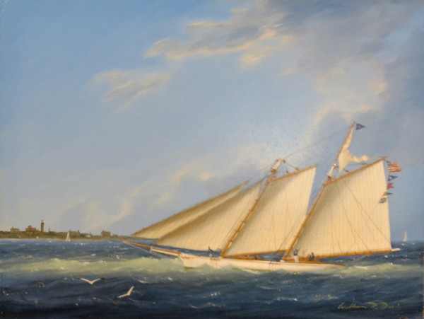 Yachting off West Chop Light by William R Davis
