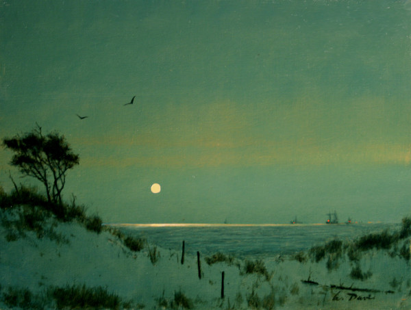 Moonlight and Blue Dunes by William R Davis