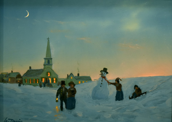 Village Snowman by William R Davis