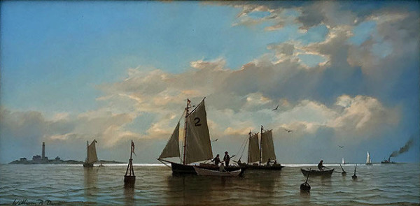 Fishermen off Boon Island Light by William R Davis