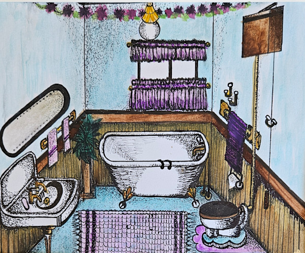 1900's Bathroom by Barbara J Zipperer