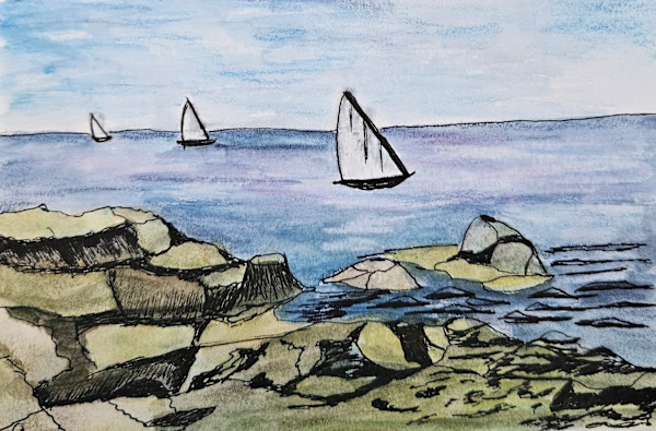 On the Rock / Postcard #18 by Barbara J Zipperer