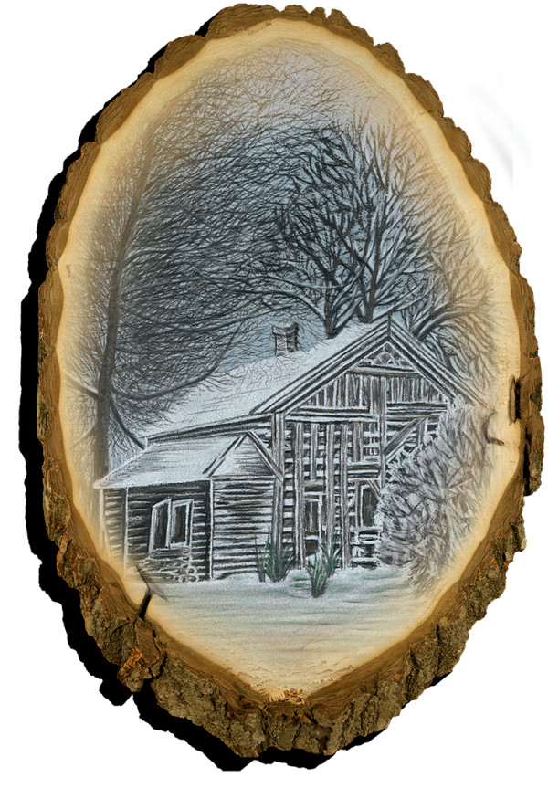 Snowy Cabin by Barbara J Zipperer