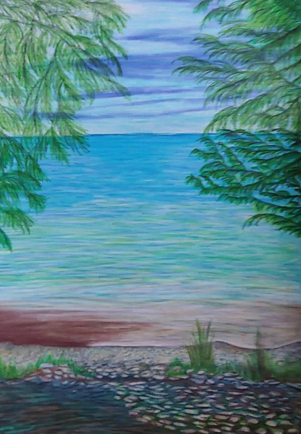 Lake Michigan from Cresent Beach by Barbara J Zipperer