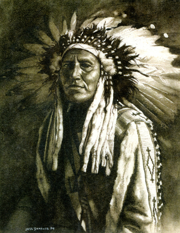 Blackfeet Chief in Full Headdress (Not for Sale) by Jessica Glenn