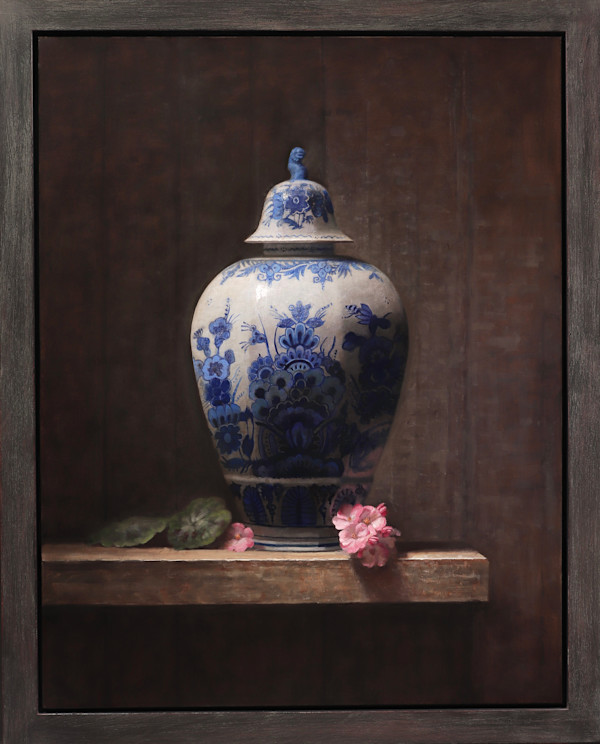 Delft Pottery and Geraniums by Jeremy Goodding, Image 1.