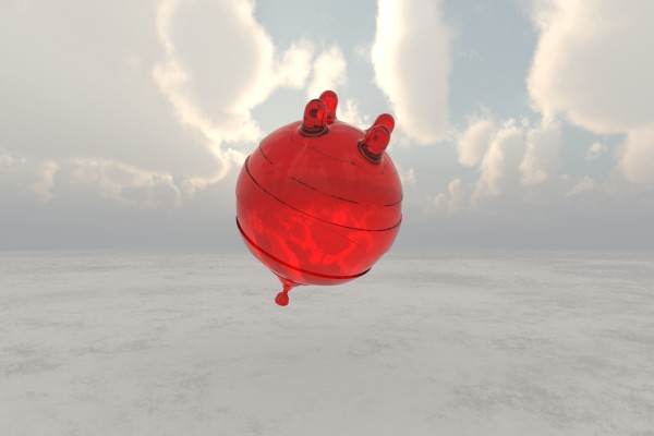 Red Balloon Cow Rising by Richard Becker