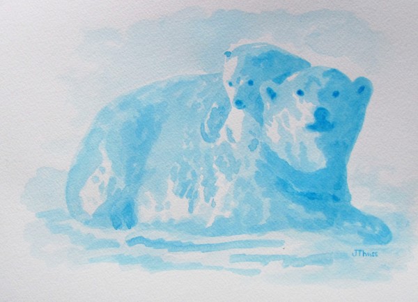 Polar Bear and Cub by Jane Thuss