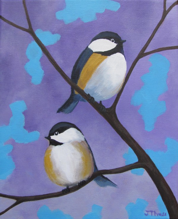 Two Chickadees by Jane Thuss