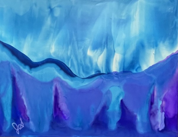 Alcohol Ink Abstract Landscape 0046 by Jane D. Steelman