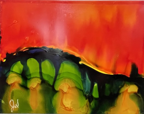 Alcohol Ink Abstract Landscape 0005 by Jane D. Steelman