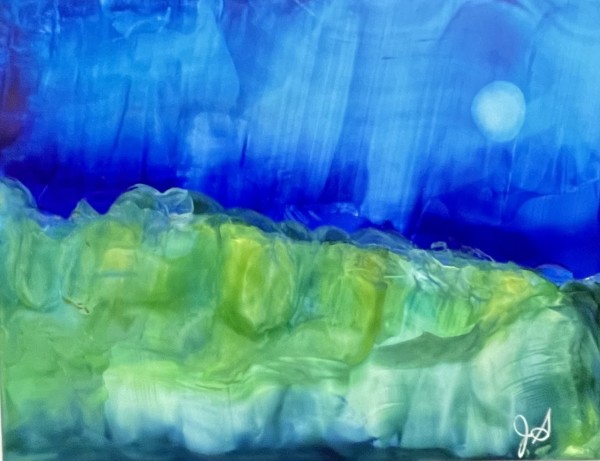 Alcohol Ink Abstract Landscape 0004 by Jane D. Steelman