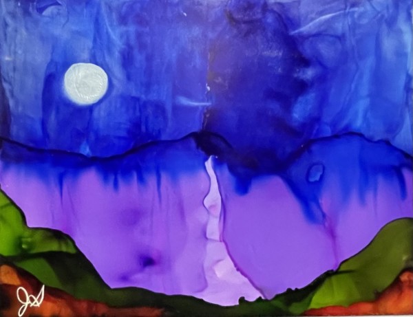 Alcohol Ink Abstract Landscape 0017 by Jane D. Steelman