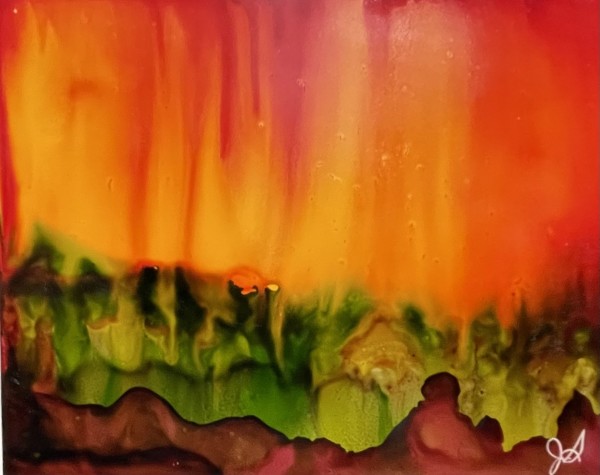 Alcohol Ink Abstract Landscape 0012 by Jane D. Steelman