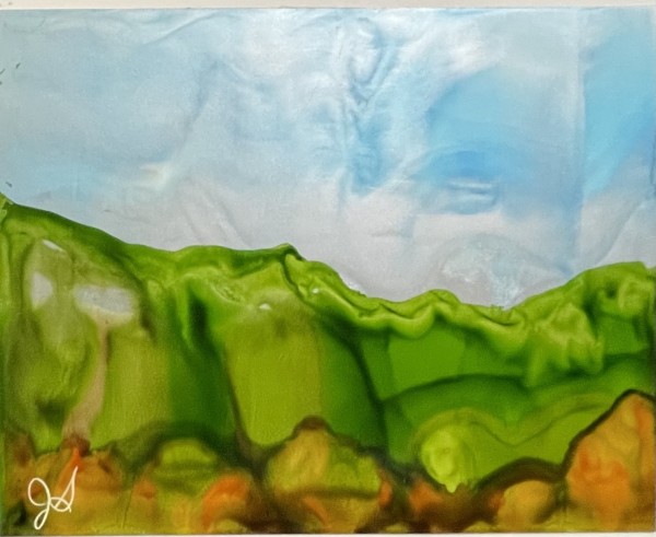 Alcohol Ink Abstract Landscape 0041 by Jane D. Steelman