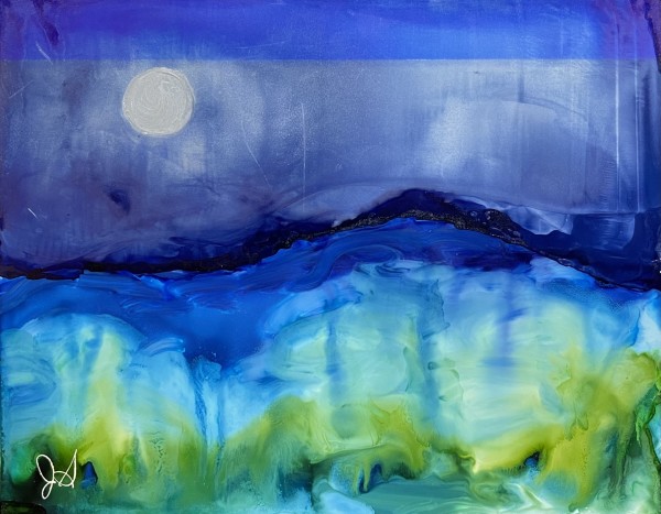 Alcohol Ink Abstract Landscape 0018 by Jane D. Steelman