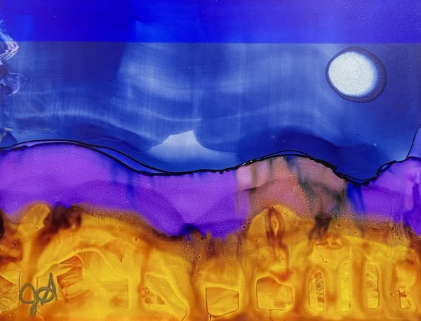 Alcohol Ink Abstract Landscape 0031 by Jane D. Steelman