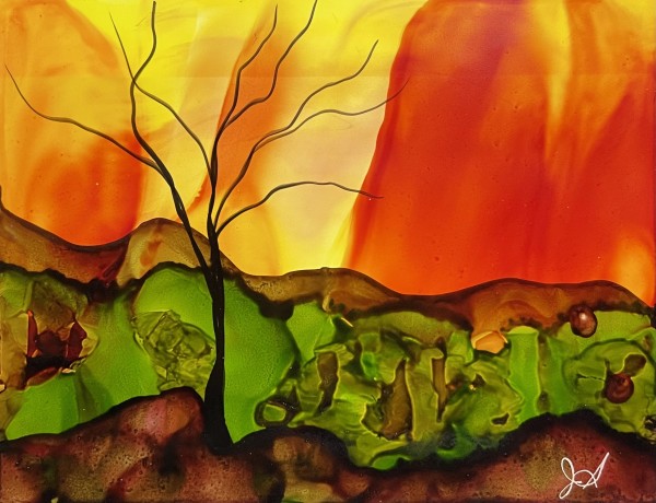 Alcohol Ink Abstract Landscape 0024 by Jane D. Steelman
