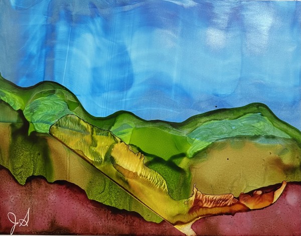 Alcohol Ink Abstract Landscape 0013 by Jane D. Steelman