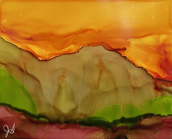 Alcohol Ink Abstract Landscape 0007 by Jane D. Steelman
