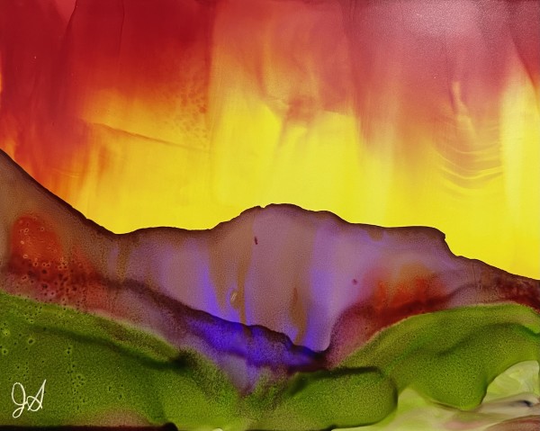 Alcohol Ink Abstract Landscape 0021 by Jane D. Steelman