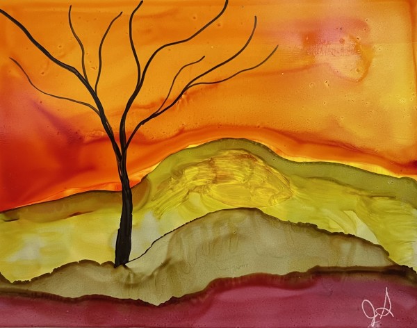 Alcohol Ink Abstract Landscape 0036 by Jane D. Steelman