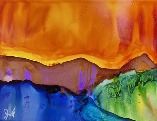 Alcohol Ink Abstract Landscape 0023 by Jane D. Steelman