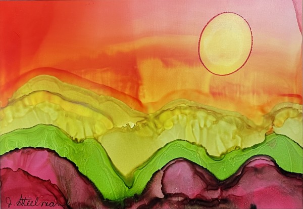 Alcohol Ink Abstract Landscape 0090 by Jane D. Steelman