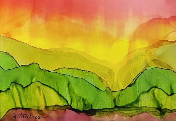 Alcohol Ink Abstract Landscape 0089 by Jane D. Steelman