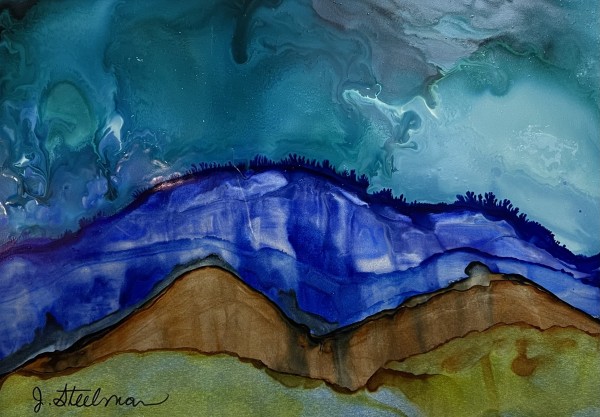 Alcohol Ink Abstract Landscape 0093 by Jane D. Steelman