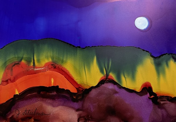 Alcohol Ink Abstract Landscape 0094 by Jane D. Steelman